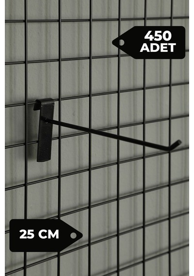 25 Cm 450 Adet Siyah Tel Pano Kancası Raf Askısı Siyah