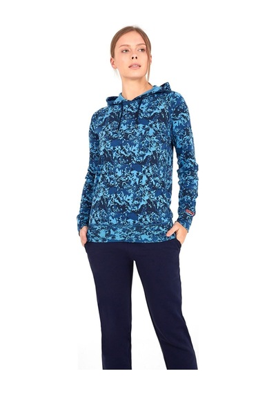 Blackspade 6194 Termal Kapüşonlu Mavi Kadın Sweatshirt Mavi