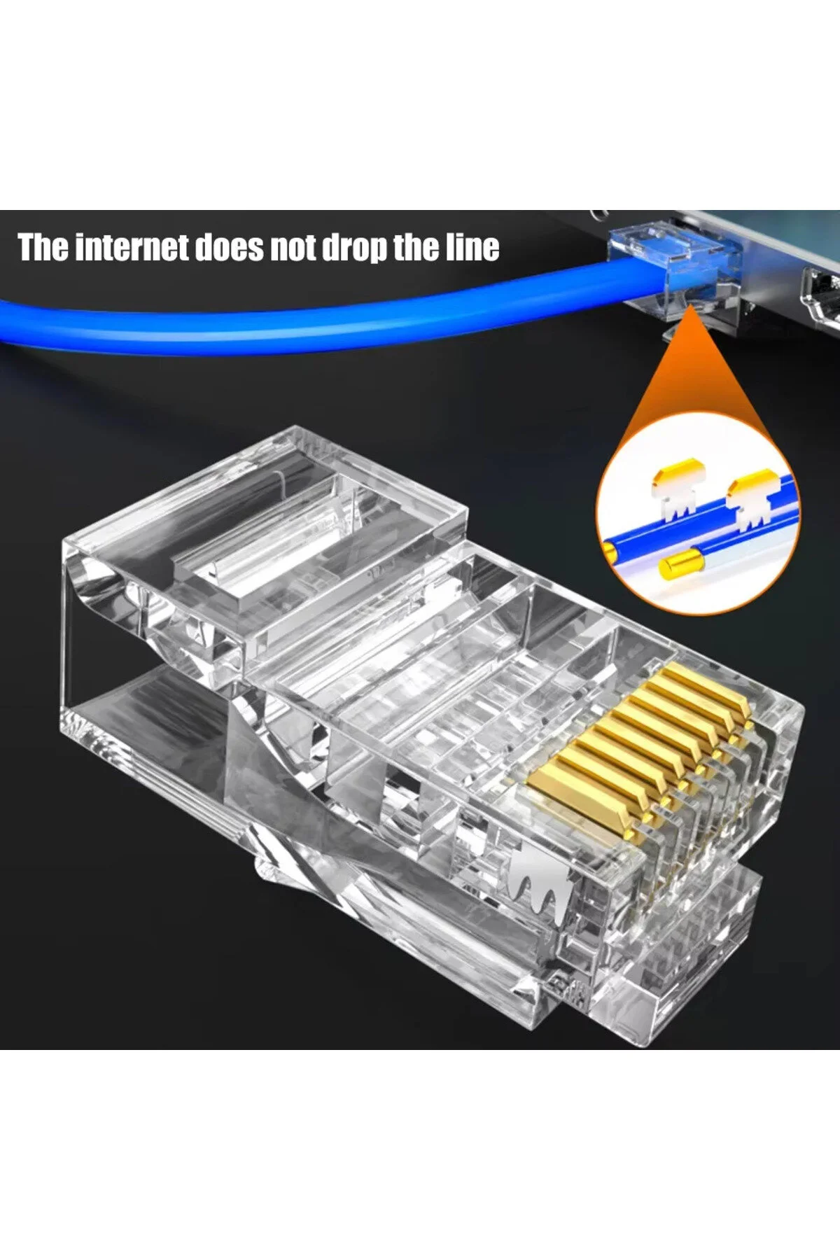 20 Adet Delikli Ez Rj45 Cat5/cat6 8p8c Yeni Nesil Konnektör Utp Ağ Için Jack Delikli Açık Uçlu Jack