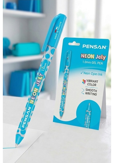 Neon Tükenmez Kalem 1 Adet Pensan Neon Jely Fosforlu Jel Pilot Kalem Siyah Defter Kalemi Yumuşak Yazım Mavi