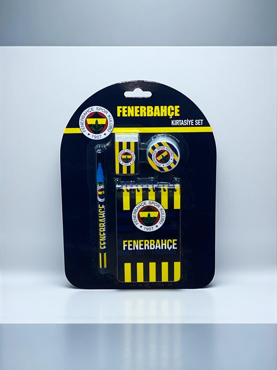 Fenerbahçe Taraftar 4'lü Kırtasiye Seti Kalem-silgi-not Defteri-kalem Tıraş Lacivert - Sarı