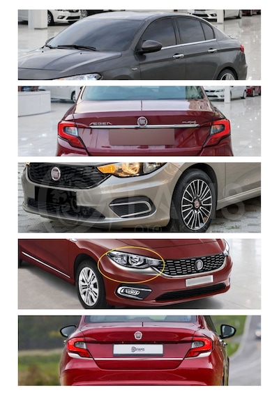 Fiat Egea 2015-2019 Sedan 12 Parça Krom Set Cam Çıtası-bagaj Çıtası Üst-sis Farı-ön Far Alt-stop Alt Nikelajı P.çelik