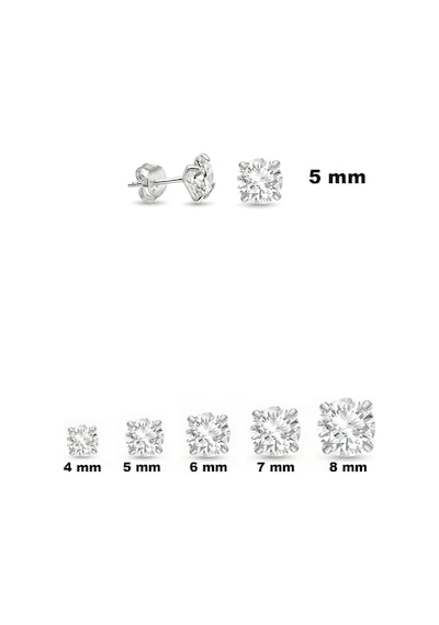 925 Ayar Gümüş Kadın Zirkon Taşlı 5 Mm Tektaş Küpe St416 Beyaz