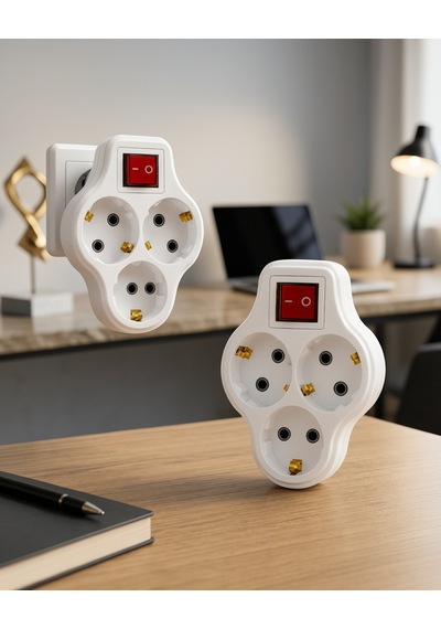 3 Lü Priz Çoğaltıcı Direkt Takmalı 2'li Set Anahtarlı Model Diğer