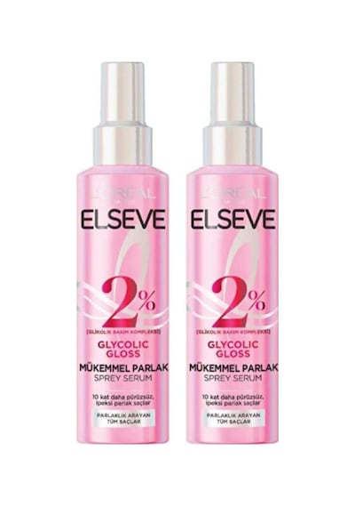 Elseve Glycolic Gloss Mükemmel Parlaklık Veren Saç Bakım Sprey Serum 2 x 150 ML