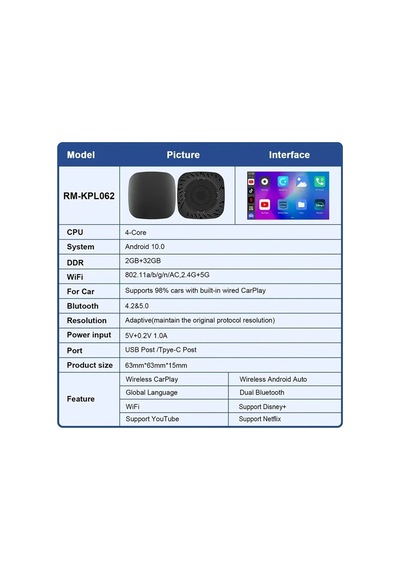 Magicool Wireless Carplay Android Araba 4 Çekirdekli Akıcı Fullhd 1080p Wifi 2.4/5g 2gb/32gb