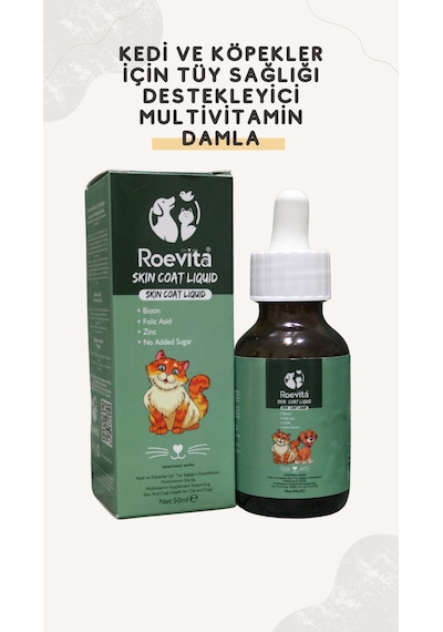 Roevita Kedi ve Köpekler İçin Tüy  Multivitamin Damla