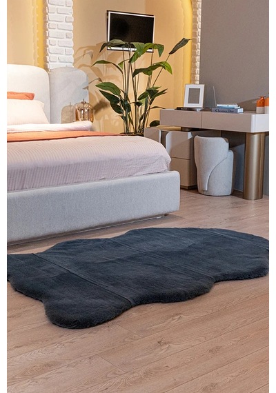 Apex Palma Antrasit Peluş Post Şekilli Halı Antrasit