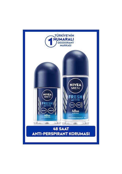 Nivea Fresh Active 48 Saat Erkek Roll-On Deodorant 50 ML + Mini Roll-On 25 ML