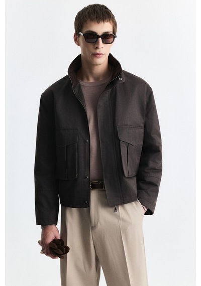 Antioch Crop Fit Dik Yaka Mont Kahve