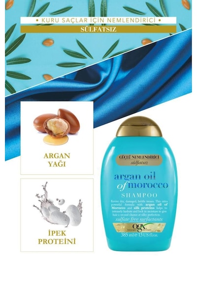 OGX Argan Oil of Morocco Onarıcı Sülfatsız Şampuan 385 ml + Yenileyici Saç Bakım Yağı 100 ml