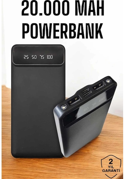20.000 Mah Led Işıklı Lcd Ekran Usb Girişli Type-c Lightning Powerbank Çok Renkli 76205926