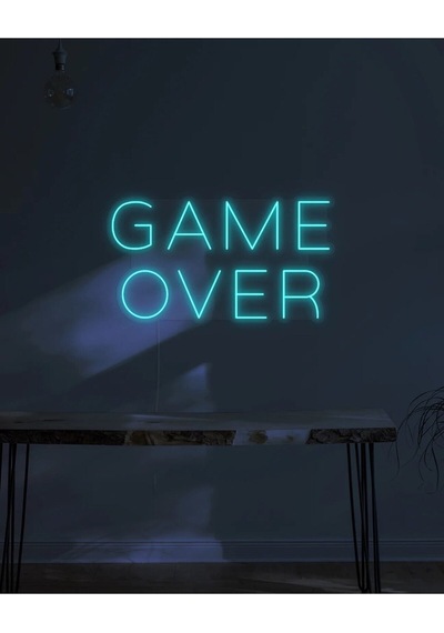 Game Over Yazılı Neon Tabela Turkuaz
