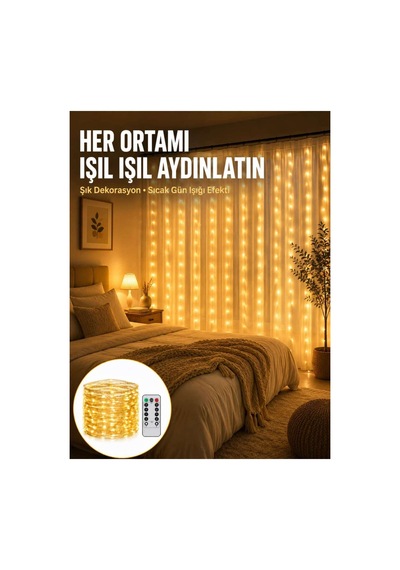 Dekoratif Perde Peri Led Günışığı Renk 8 Fonksiyonlu Işık Yeni Nesil Diğer Diğer