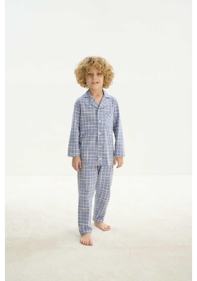 Zeyzey 8748 Erkek Çocuk Önden Düğmeli Pijama Takım 001