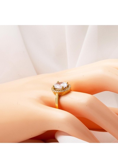 14 Ayar Altın Oval Taşlı Yüzük YZCAY14K22254