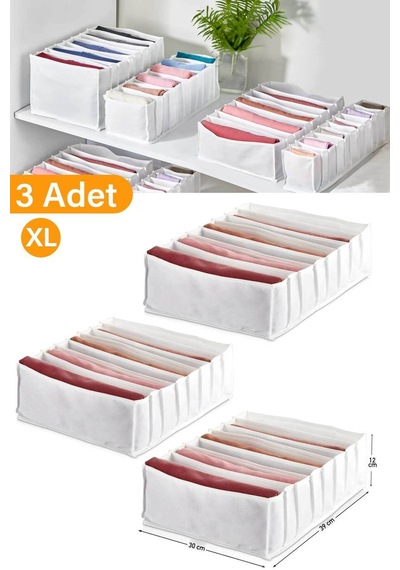 Serstil 3 Adet - Xlarge 8 Gözlü Çekmece Içi Düzenleyici Organizer 31 X 36 X 12 Beyz-3xl