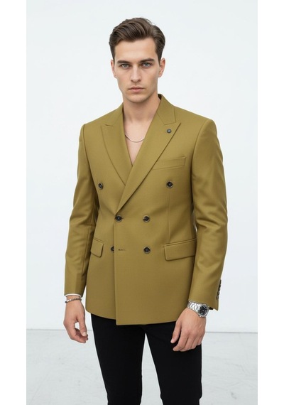 Plus Scorpion Gold Düğmeli Kruvaze Erkek Blazer Ceket Premium Kumaş, Slim Fit Şıklık Camel Plus Scorpion Gold Düğmeli Kruvaze Erkek Blazer Ceket Premium Kumaş, Slim Fit Şıklık Camel