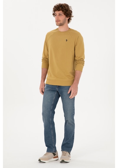 U.S. Polo Assn. Erkek Regular Fit Bisiklet Yaka Hardal İnce Basic Sweatshirt 50313752-VR151