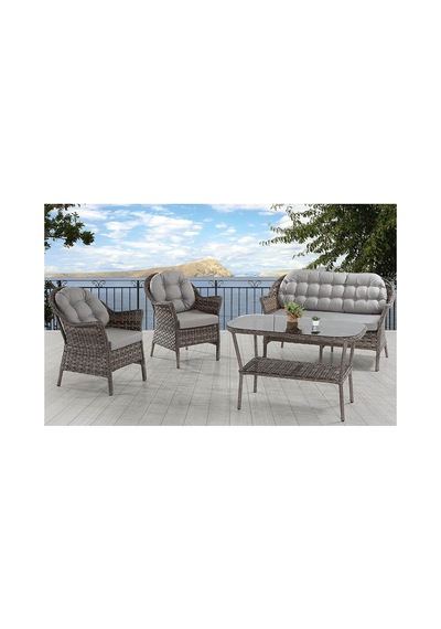 Rattan Orkide Bahçe Takımı 2+1+1+masa Gri Çok Renkli