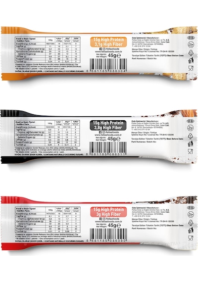 Fellas Yüksek Protein Bar 45g Karma Kutu 12 Adet (3 Çeşit)
