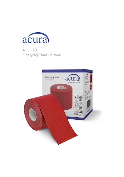 Ac-150 Yüz & Vücut Uyumlu Hipoalerjenik Kinesyo Tape  Bandı 5m X 5cm Kırmızı Renk 1 Beden