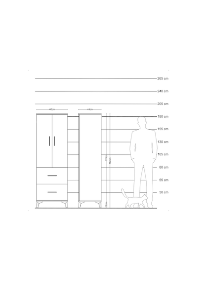 Hyperion Dolap 3 Raflı 2 Çekmeceli 2 Kapaklı 60x44x182 Antras... Antrasit