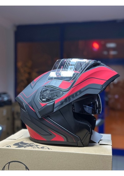 Çene Açılır Kask / Güneş Gözlüklü Motosiklet Kaskı Kırmızı