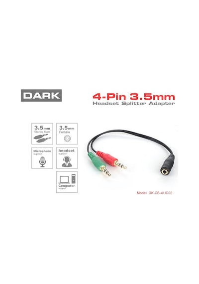 Dark Dk-Cb-Auc02 1X Dişi 2X Erkek Stereo Ses Ara Kablosu