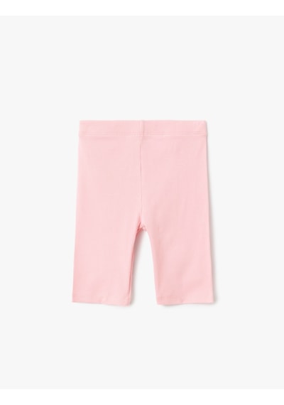 Koton Beli Lastikli Pamuklu Basic Kısa Tayt Pembe 5skg40010ak Gül