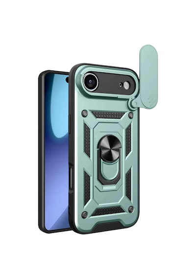 Newface Apple iPhone Uyumlu 17 Air Pars Lens Yüzüklü Silikon - Yeşil
