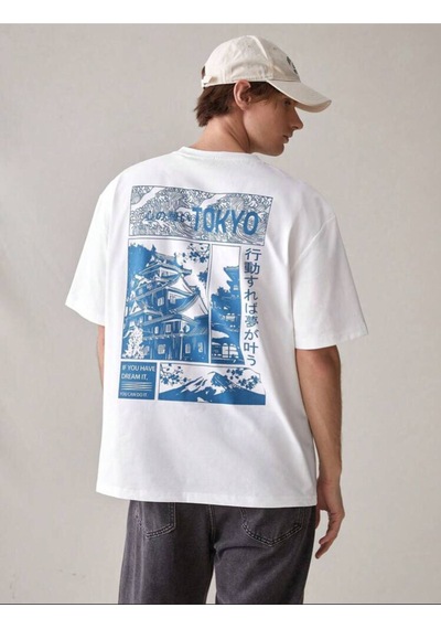 Beyaz Oversıze Blue Tokyo Tshirt Beyaz
