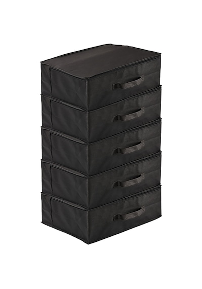 5'li Set 53 X 44 X 21 Cm Baza Altı & Dolap Içi Organizer, Yorgan & Yastık Düzenleyici Hurç Siyah