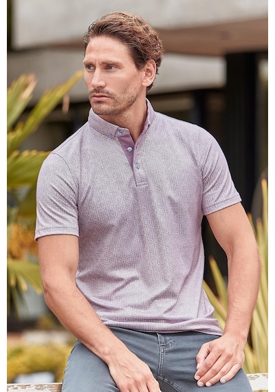 Lila Desenli Merserize Düğmeli Yaka Garnili Pamuklu Casual Slim Fit Dar Kesim Tişört 1011240164 Lila Lila Desenli Merserize Düğmeli Yaka Garnili Pamuklu Casual Slim Fit Dar Kesim Tişört 1011240164 Lila