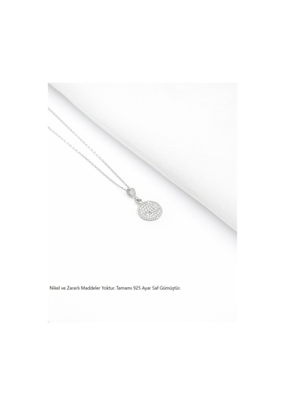 Brezza Lusso Jewelry Timeless Series Zirkon Taşlı Gümüş Parıltılı Küre Kolyesi Gümüş