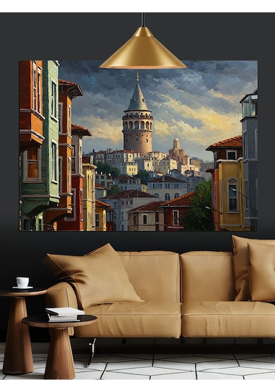 İstanbul Galata Kulesi Manzarası Dekoratif Kanvas - Mdf Ahşap Tablo