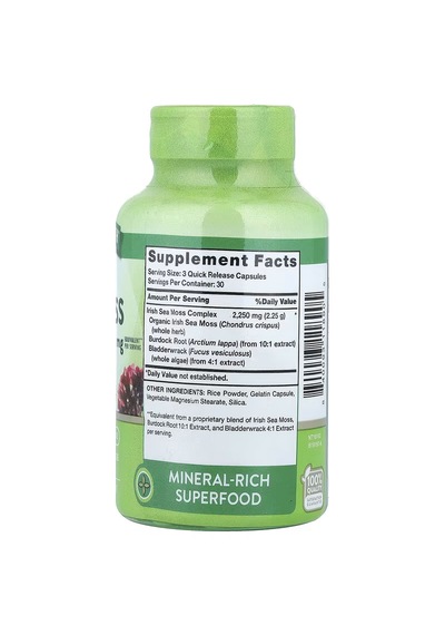 Nature's Truth Irish Sea Moss With Bladderwrack & Burdock Root Greens & Superfoods 90 Caps