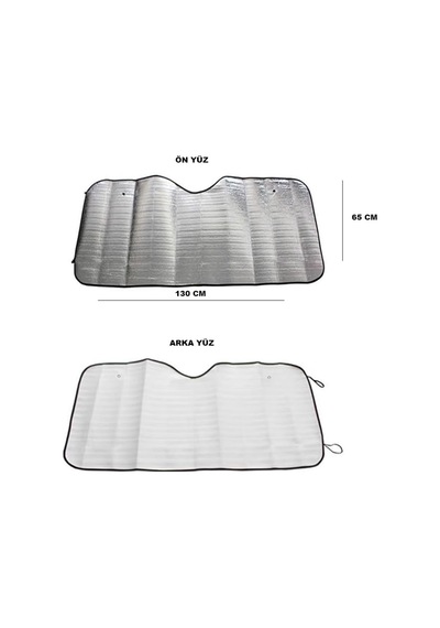 Ankanorm Ön Cam Güneşlik, Metalize Kumaş, 130x65 Cm, Vantuzlu, Katlanabilir, İç Dış Kullanım İmkanı, Ekonomik