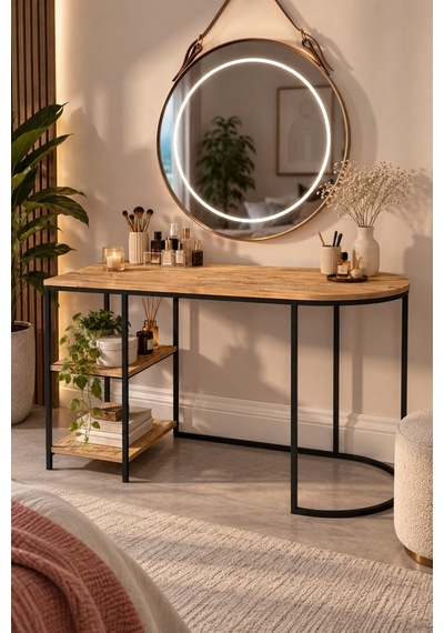 Sulorahome Dolunay Çalışma Ve Makyaj Masası Kahverengi 125 Cm