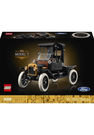 LEGO® Icons Ford Model T 11376 - Yetişkinler için Açılan Tavan İçeren Klasik Dekoratif Otomobil Modeli Yapım Seti (1060 Parça)