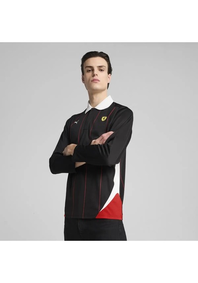 Puma Ferrari Race Jersey Ls Polo Siyah Erkek Polo T-shirt
