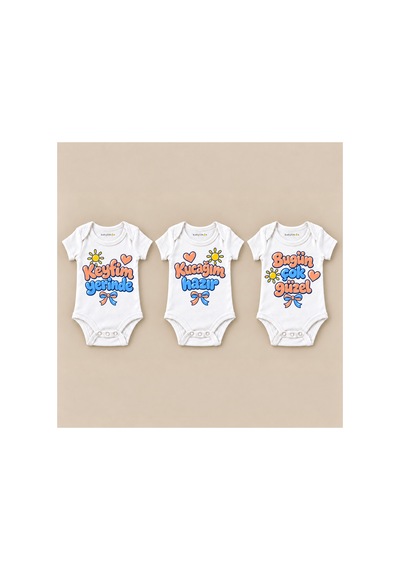 Babylimon Pazar Keyfi Üçlü Beyaz Kısa Kollu Bebek Zıbın Seti Beyaz - 930083951 Beyaz