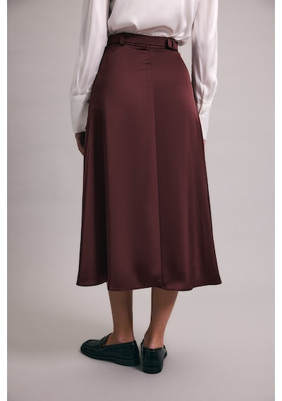 Sateen Kemerli Saten Etek - Bordo-137014 Bordo