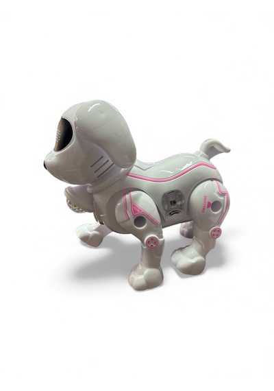 Çocuklar Için Mekanik Akıllı Robot Köpek Oyuncağı Pembe Beyaz Köpek