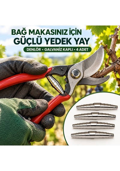 Denlör Galvaniz Kaplı Bağ Makası Yedek Yayı 4 Adet
