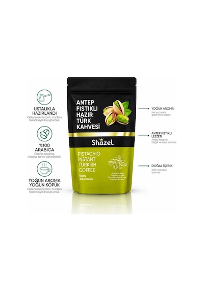 Shazel Antep Fıstıklı Hazır Türk Kahvesi 200g X 18 Adet Öğütülmüş