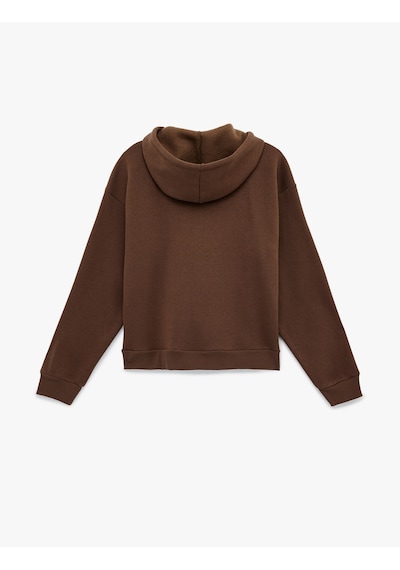Koton Fermuarlı Cep Detaylı Kapüşonlu Oversize Sweatshirt Kahverengi 6sak10128nk Kahve