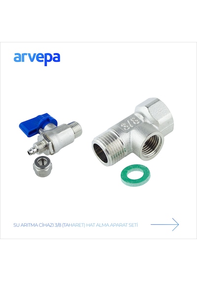 Arvepa Su Arıtma Cihazı 3/8 (Taharet) Hat Alma ve Konnektör Vana Seti - Ekstra Dayanıklı (Metal)