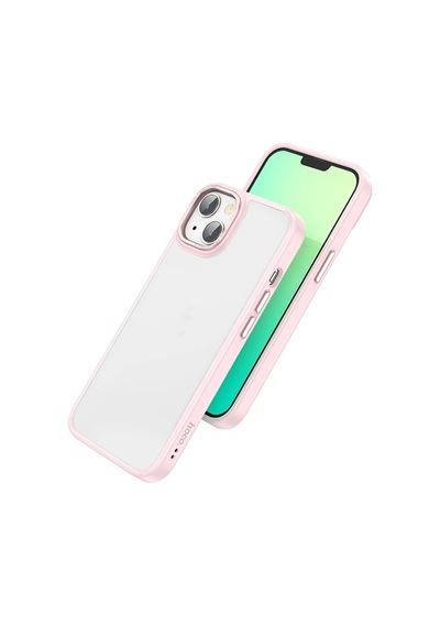 Hoco Apple iPhone Uyumlu iPhone 14 Plus Golden Shield Frosted Silikon Telefon Kılıfı- 5775 Pembe