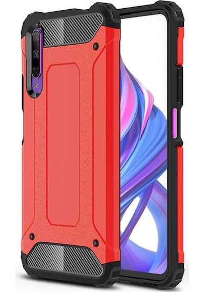 Kilifone - Huawei Uyumlu P Smart Pro 2019 Stk-l21 - Kılıf Çift Katman Zırh Tank Crash Military Kapak - Kırmızı